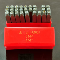 Set of 27 steel letter stamp-punch set 6mm/.25in letters