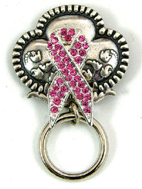 Breast Cancer Ribbon "Find the Cure" Nurses Badge clip holder, Magnetic