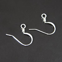 18mm Flat Earring Fish Hooks, silver tone, pack of 12