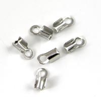 8x3mm Fold Over Crimp End/Connector, Silver Finish pk/12