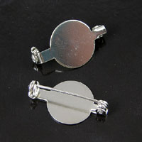 1in Bar Pin w/16mm Round Pad, Silver Finish, pk/12