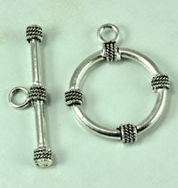 30mm Large Classic Silver Metal Toggle Clasp w/twisted bands, pack of 2