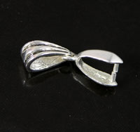 25mm Pendant Bail-12x8mm Pinch Bail w/Large Loop, Silver, Pk/4