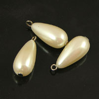 10x20mm Teardrop Cultured White Pearl Drop-Bead w/looped head pin, pk/12