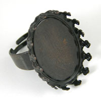 27x20mm Crown Ring Base 24x18mm Bezel, Antiqued Bronze Adjustable Ring, ea