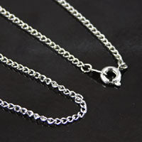 18 Inch Silver Curb Chain Necklace, spring clasp, 2 each