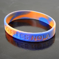 Stretch Bracelet God Bless NOLA-Orange-n-Blue, pk/12