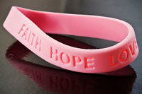 Prayer Wristband Bracelet -Faith-Hope-Love- Pink, pack of 12