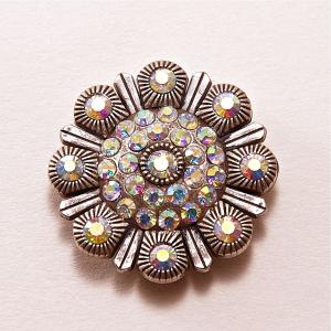 36mm Copper Concho, Flower with AB crystal,1 each