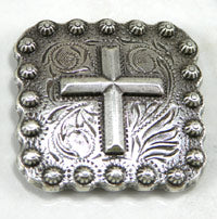 1.05inSquare Silver Plated Cross Concho ea