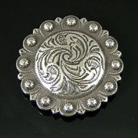 1.5in Round Engraved Berry Concho Silver ea