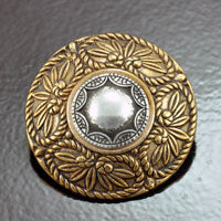 40mm Silver-n-Gold Florentine Vintage Button, ea