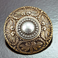 40mm Silver-n-Gold Florentine Vintage Button, ea