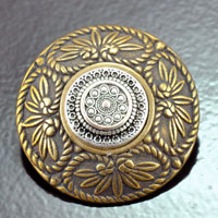 40mm Silver-n-Gold Florentine Vintage Button, ea