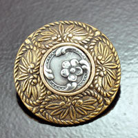 40mm Silver-n-Gold Flower Vintage Button, ea