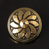 30mm Round Antiqued Gold Vintage Button, ea