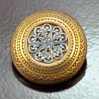 35mm Silver-n-Gold Ornate Vintage Button, ea