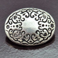 50x31mm Baroque Oval Vintage Button, Classic Silver, ea