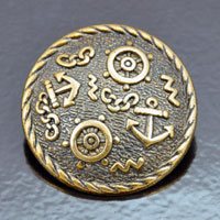 38mm Round Marine Vintage Button, Antiqued Gold, ea