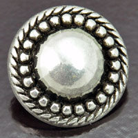 28mm Round Beaded Vintage Button, Classic Silver, ea