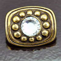 24x30mm Fancy Antiqued Gold w/crystal Vintage Button, ea