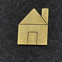 18mm Raw Brass House Metal Stamping, pk/20