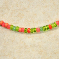 6/0 (4mm) Czech Glass E seed Bead, Salmon, Orange, Green, Jade, Average of 152+ beads per 19" strand