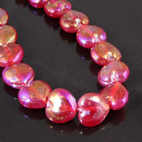 12x10mm Candy Red Glass Heart Beads, w/AB glaze-center drilled 15in strand