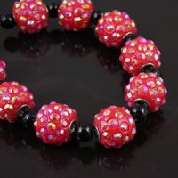 17mm Red Crystal Pave Beads, strand