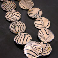 30mm Tiger Patterned Round Shell Beads, 16 inch strand