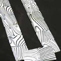 25mm Square White Zebra Striped Shell Beads, 16 inch strand