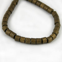 5x6mm Antiqued Gold Clay Tube Beads, 7in strand