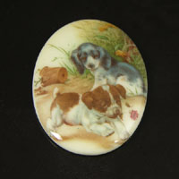 40mm Vintage Puppies Oval Cabochon, EA