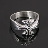 Cross Ring, Silver Base Metal, size 10,- ea