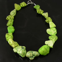 18in Necklace 20x24mm Lime Green Turquoise Nuggets, w/silver toggle clasp  ea