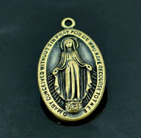 27x17mm Virgin Mary Antiqued Metal Charm, pk/6
