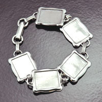 7" Antique Silver Frame Tag Bracelet, ea