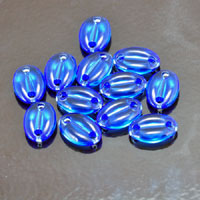 15x10mm Sapphire, Vintage Swarovski Crystal Article #3219/4 Coffee Bean shaped connectors, pk/12