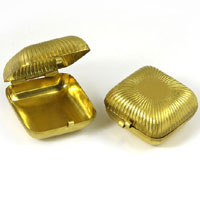 Square Sunburst Brass Pill Box Compact, 1 each