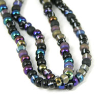 6/0 (4mm) Czech Glass Seed Beads, Hematite Black Mix,19" strand