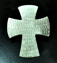 2.5x3in Flat Metal Cross Pendant, Hammered Silver Finish, each