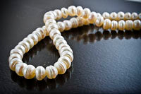 8-9mm White Button Center Drilled Freshwater Pearl Beads, 16 inch Strand
