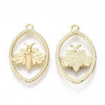 28mm Roped Honey Bee Charm, Hamilton matte gold finish, pack of 6