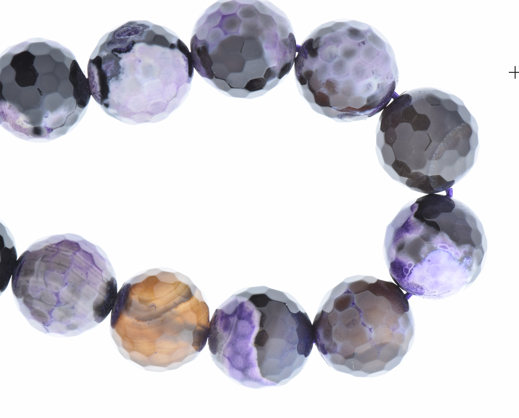 16mm Purple and Black Agate Beads, Faceted Round, 16 inch strand