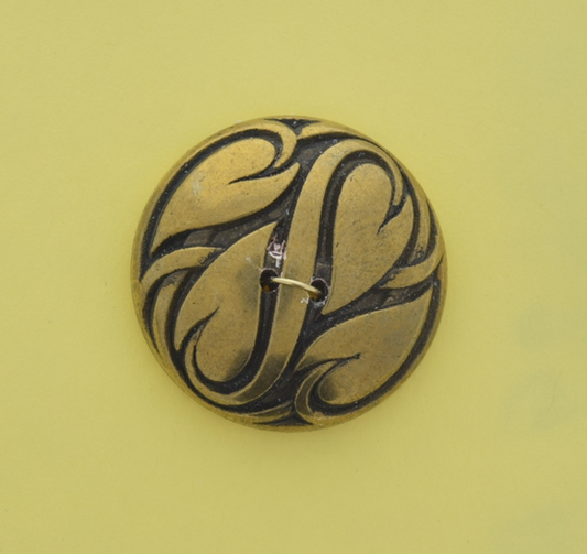 button top 28mm(1.11in) Scrolled Button Dome, Vintage Brass, ea