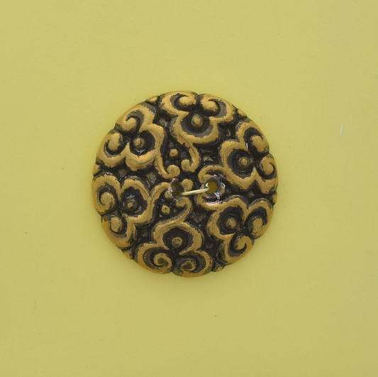 27mm Floral Button Top Flatback, Antique Gold, pk/6