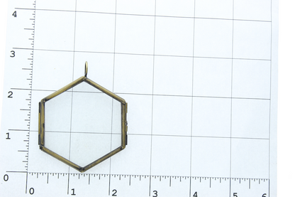 Hexagon Pendant locket , silver  finish , pack of 6 ea
