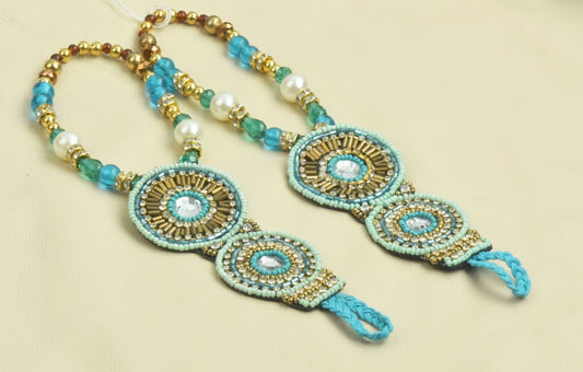 Beaded foot anklets turquoise beaded, accessory, sold by pair