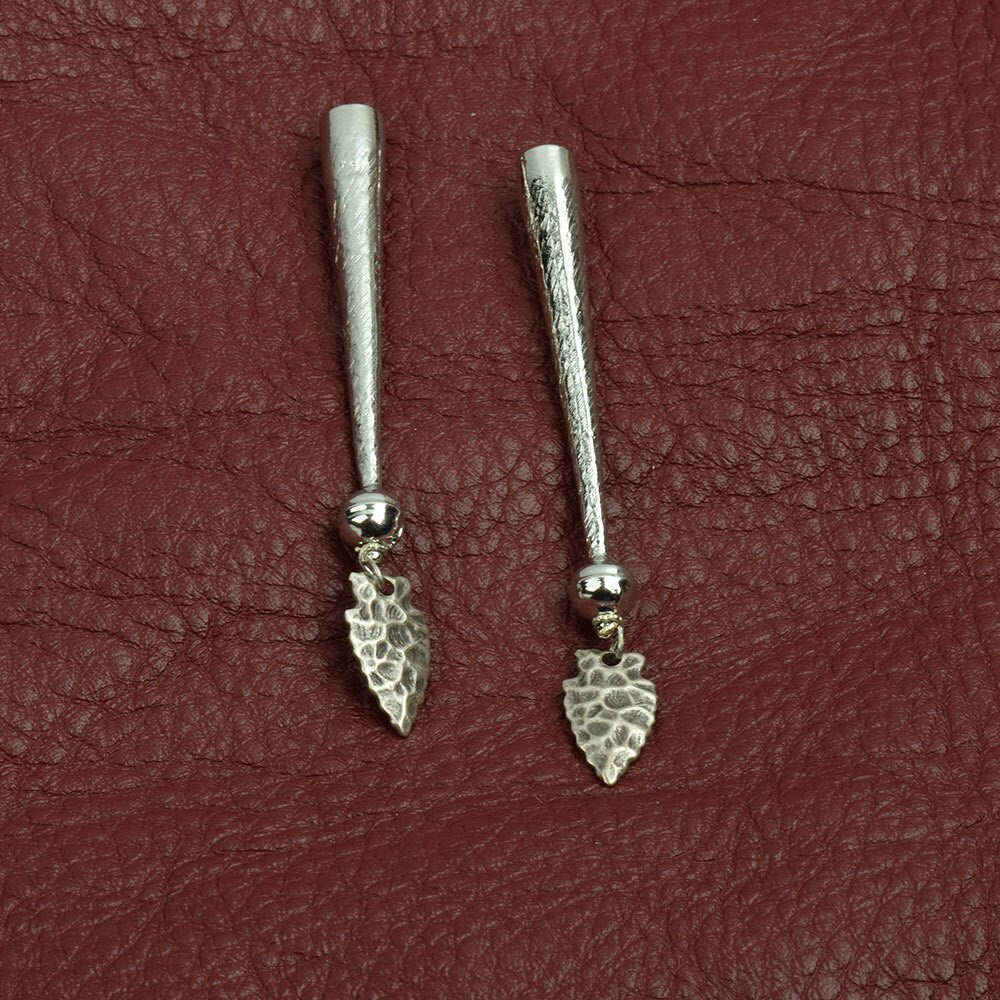 Arrowhead Bolo Tips, antique silver, Made in USA, Set of 2