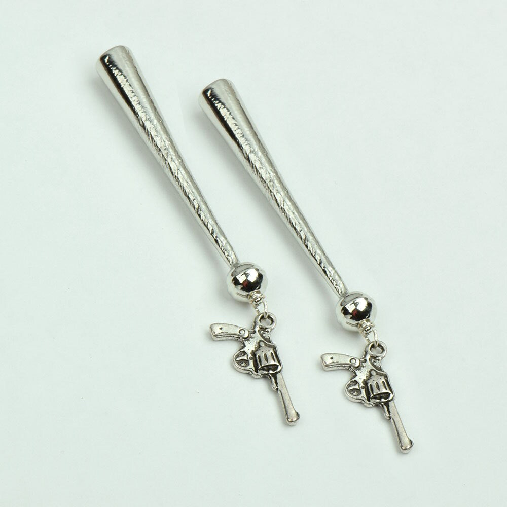 Pistol Gun Bolo Tips, silver finish, Made in USA, Pair of 2